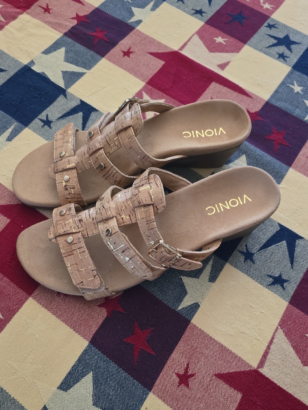 Vionic "Radia" Cork  Wedge Sandals.  New.  Size 8.